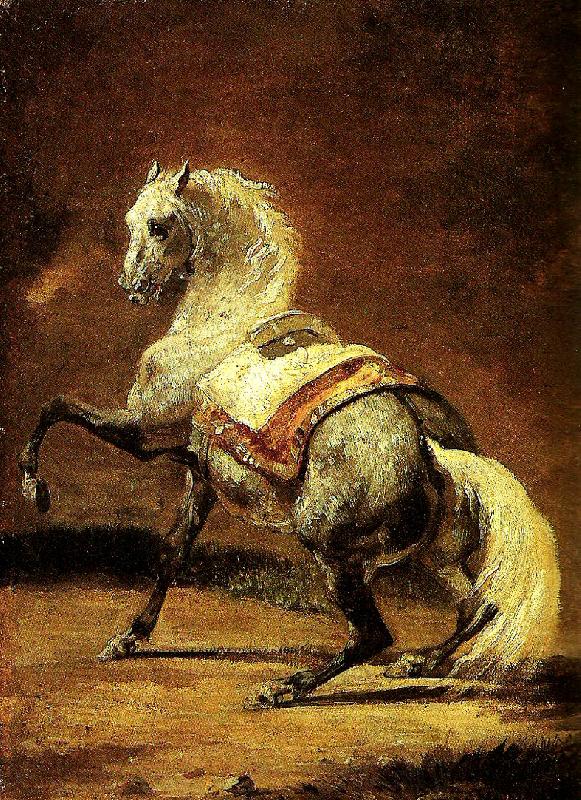 Theodore   Gericault cheval gris pommele